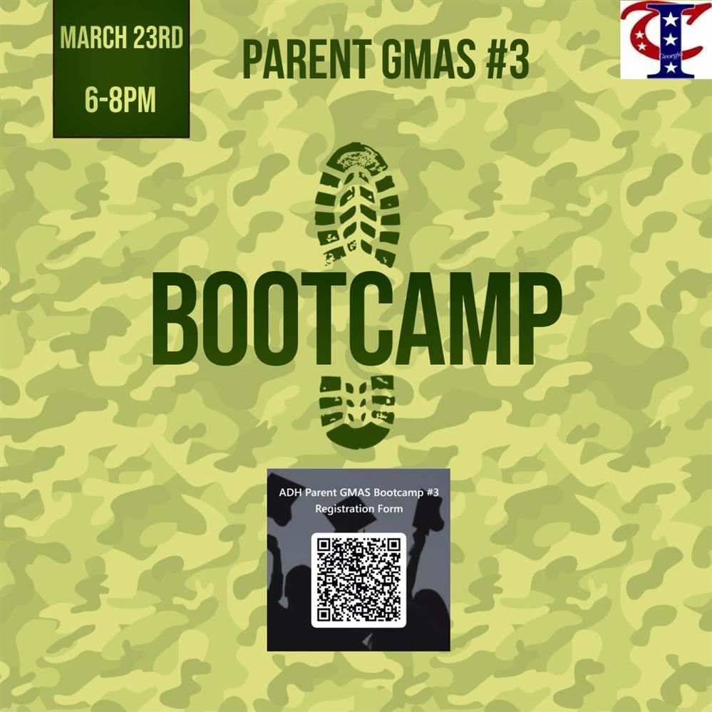 GMAS boot camp  #3 for parents, March 23, 6-8 PM, QR code to register